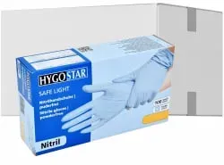 HYGOSTAR® Nitrilhandschuhe Safe Light, puderfrei, blau 2700 , 1 Karton = 10 Packungen à 100 Stück, Größe XL
