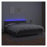 vidaXL Boxspringbett mit Matratze & LED Grau 180x200 cm Kunstleder