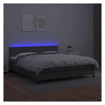 vidaXL Boxspringbett mit Matratze & LED Grau 180x200 cm Kunstleder