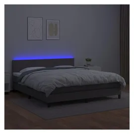 vidaXL Boxspringbett mit Matratze & LED Grau 180x200 cm Kunstleder