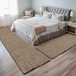 Hochflor-Bettumrandung "My Shaggy", beige, H:37mm, Obermaterial: 100% Polypropylen, MYFLAIR MÖBEL & ACCESSOIRES, Bettumrandung, Shaggy, Uni-Farben, leicht glänzend, extra flauschig, Läufer-Set
