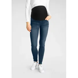 NEUN MONATE Umstandsjeans Stretch-Jeans für Schwangerschaft und Stillzeit Umstandsjeans mit hoher Leibhöhe, ohne Gürtelschlaufen, Waschung blau 46
