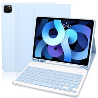 Yeegnar Tastatur Hülle für iPad 10.9 iPad Air 5 2022 iPad Air 4 2020 QWERTZ Deutsche Tastatur mit Schutzhülle für iPad pro 11 2022/iPad Air 5th/Air 4th Gen 2020/Pro 11 2018 mit Bleistifthalter Blau