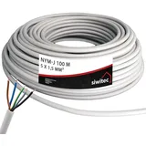 siwitec NYM-Kabel, NYM-J 5x1,5 mm2, 100 m, Stromkabel, Mantelleitung, Installationskabel, Kabelring - Made in Germany