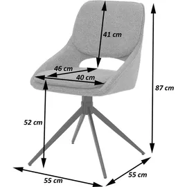 Mendler 6er-Set Esszimmerstuhl HWC-N73, Küchenstuhl, drehbar Auto-Return, Stoff/Textil Boucle (540g/m2) creme