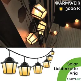 Lumiled Lichterkette Laterne Solar außen 10 Laterne LEDs 3,8 Meter Warmweiß 3000K Solarlichterkette Laternen Outdoor Lichterketten Hochzeit Balko... - Schwarz