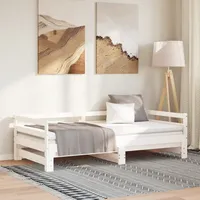 VidaXL Ausziehbares Tagesbett Weiß Massivholz 2x(90x200) cm