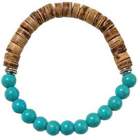 FIRETTI Armband FIRETTI "Schmuck Geschenk Armschmuck Armkette Edelstein Perlen", blau (türkis, braun, türkis, braun), Armbänder, Damen, 19,5cm, Materialmix, Armband, Made in Germany - mit Türkis-Imitat, Kokosnuss