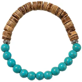 FIRETTI Armband FIRETTI "Schmuck Geschenk Armschmuck Armkette Edelstein Perlen", blau (türkis, braun, türkis, braun), Armbänder, Damen, 19,5cm, Materialmix, Armband, Made in Germany - mit Türkis-Imitat, Kokosnuss