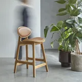 Barstuhl Maia aus massivem Eichenholz und Leder