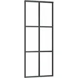 vidaXL Schiebetür ESG-Glas und Aluminium rechts 76 x 205 cm schwarz