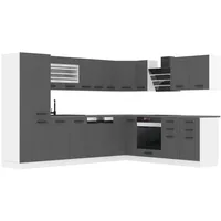 Belini Küchenzeile L-Form 460 x 204 cm Silber matt