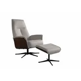 KAWOLA Relaxsessel FERREIRA Leder 78 x 106 x 78 cm grau mit Hocker