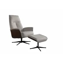 KAWOLA Relaxsessel FERREIRA Leder 78 x 106 x 78 cm grau mit Hocker