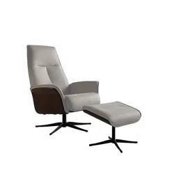 KAWOLA Relaxsessel FERREIRA Leder 78 x 106 x 78 cm grau mit Hocker