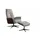 KAWOLA Relaxsessel FERREIRA Leder 78 x 106 x 78 cm grau mit Hocker