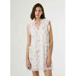 Pepe Jeans für Damen. PL953752 Wollkleid weiß (XS), Lässig, Polyester, Ärmellos / Hosenträger
