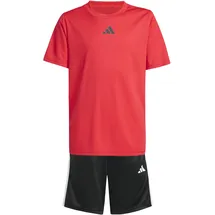 adidas Train Essentials 3-Streifen Set Kinder Jogginganzug, rot - 152