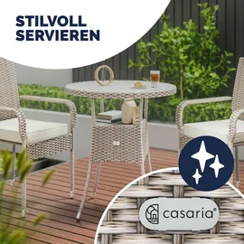 CASARIA Polyrattan Beistelltisch Ø 60 x 74 cm Beige/Grau