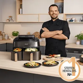 Philips 5000 Series Steam Airfryer Dual Basket NA552/00 Dunkelgrau/Kupfer