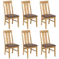Mendler 6er-Set Esszimmerstuhl HWC-M58, Küchenstuhl Lehnstuhl Stuhl, Stoff/Textil Massiv-Holz