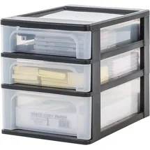 Iris Ohyama Iris Ohyama, Schreibtisch-organizer mit 2 flache und 1 tiefe Schublade, Schwarz, Easy-pull-system, A4, A5 & A6 Format, Schreibtisch Organizer für Büro, Schule, Schreibwaren, Bpa-frei, Drawer, OCH-2021