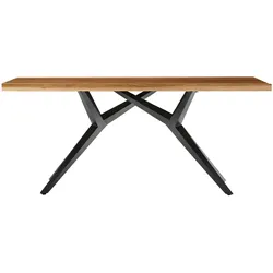 SIT Möbel Esstisch aus Teak-Holz 180 cm | Platte 50 mm natur | Gestell Metall antikschwarz | B 180 x T 100 x H 73 cm | 15510-11 | Serie TABLES & CO