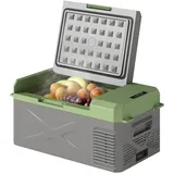 16,3 Liter Kompressor Kühlbox Elektrische Kühlbox Mit Anschluss Eco Modus Kühlhaltefunktion Gefrierbox Thermobox Mini Kühlschrank 12/220 Volt Für Auto Steckdose Lkw Camping Boot Grau+grün
