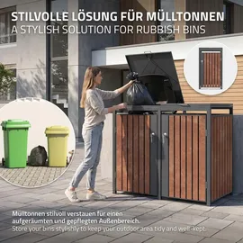 ML-Design Mülltonnenbox 3er 200 x 80 x 116,3 cm anthrazit-rostoptik
