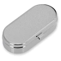 kleine ovale Pillendose verchromt - 6.5 x 3 cm - mit Kunststoffeinsatz - 2 Fächer - Mini Pillenbox für unterwegs, die Handtasche, Hosentasche, als Geschenk