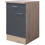 Flex-Well Exclusiv Unterschrank Morena 50 cm Basaltgrau matt - San Remo Eiche