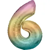 amscan® Folienballon Zahl 6 regenbogen, 1 St.