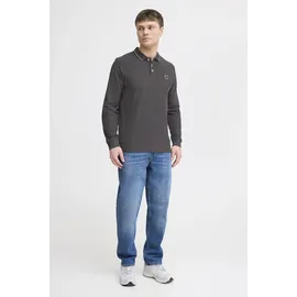 !Solid Langarm-Poloshirt SOLID "Langarm-Poloshirt SDHangor", Herren, Gr. L, grau (med grau m), Obermaterial: 60% Baumwolle CO. 40% Polyester PES., Shirts