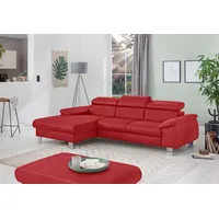 COTTA Ecksofa Komaris L-Form, mit Kopfteilverstellung, wahlweise Bettfunktion,Stauraum & Beleuchtung rot 244 cm x 72 cm x 166 cm