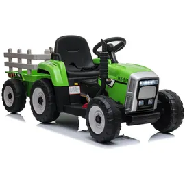 ES-Toys Kinderfahrzeug Elektro Auto Traktor mit Anhänger 12V7A Akku 2 Motoren