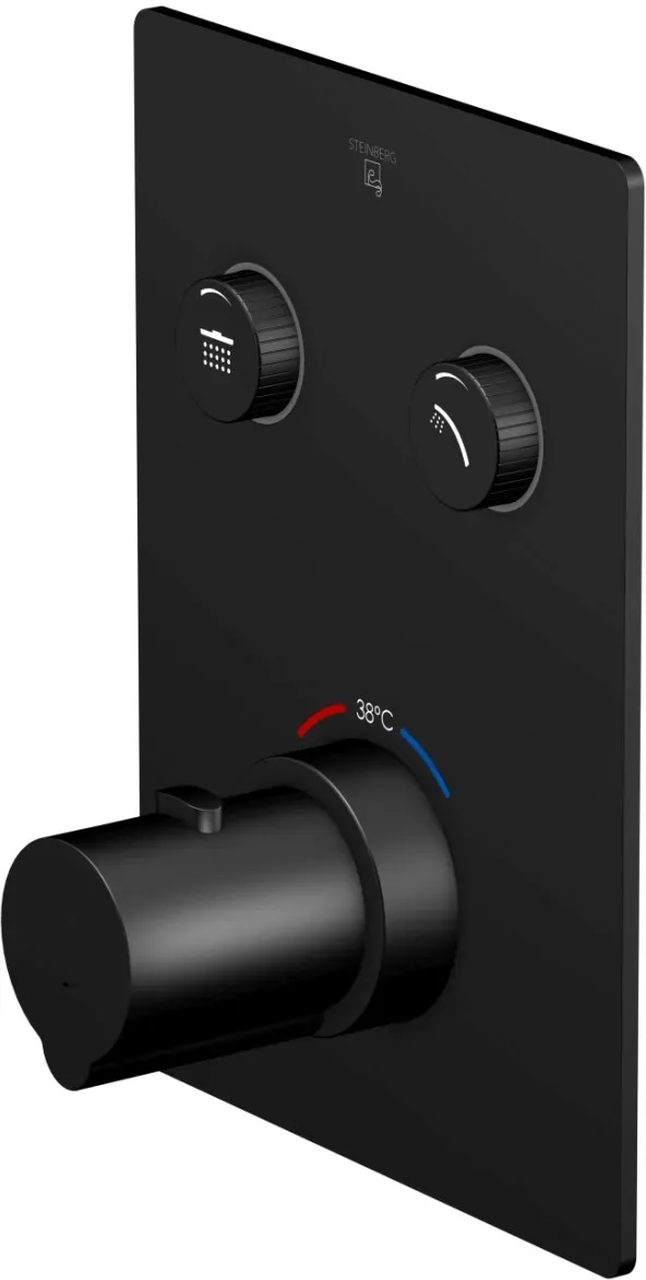 Steinberg Serie 390 Unterputz-Thermostat, mit Mengenregulierung, für 2 Verbraucher, matt black, 390 39042211S