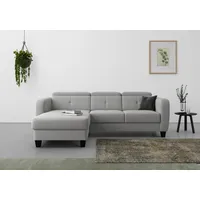 sit&more Ecksofa »Belluci L-Form«, inklusive Federkern, wahlweise mit Bettfunktion und Bettkasten, grau