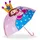 Relaxdays Kinderregenschirm mit 3D Motiv Gelb,Hellblau,Rosa
