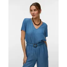 Vero Moda VMBREE SS V-Neck Tencel Top Blau XS