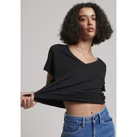 Superdry Studios Slub  embroidered Kurzarm-T-Shirt Mit V-ausschnitt Black L
