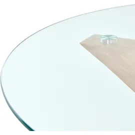Beliani Esstisch Yapp Hellbraun 100 cm 100 cm Sicherheitsglas