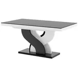 designimpex Esstisch Design Tisch HEB-111 Hochglanz ausziehbar 160 bis 256 cm schwarz|weiß 160 cm x 75 cm x 89 cm