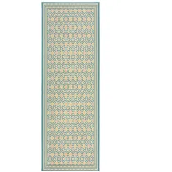 Kadima Design Outdoor-Teppich in Pastell, Geometrisch, pflegeleichter & rutschfester – `Ravenglass`. 80x230 cm