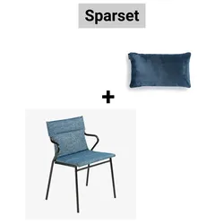 Sparset Stuhl mit Armlehne ANCONE Cobalt / Gestell schwarz + Kissen