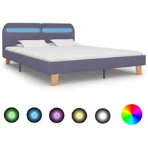 vidaXL Bettgestell mit LED Hellgrau Stoff 160x200 cm