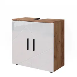 Vicco Waschbeckenunterschrank Irma Eiche Weiß Hochglanz 60 x 59