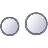 Levandeo Spiegel 2er Set Rund Holz Grau gewischt Betonoptik