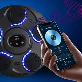 shop'n smile ideoon Fitness-Boxmaschine mit 7 Stufen & Bluetooth-Musik – Reaktions- & Koordinationstrainer, inkl. Boxhandschuhe – Für mehr Motivation
