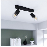 linovum AWORA Deckenleuchte zweiflammig schwenkbar - Wohnzimmer Deckenlampe schwarz inkl. 2x E27 Filament Birnen mit fourSTEP