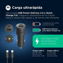 Motorola TurboPower 45W Autolader USB-A/USB-C SJV102-EU, - Weiß